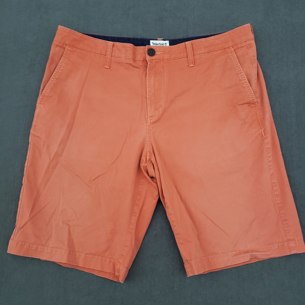 Timberland Chino‎ Shorts Mens W36 Orange Relaxed Fit Flat Front Cotton